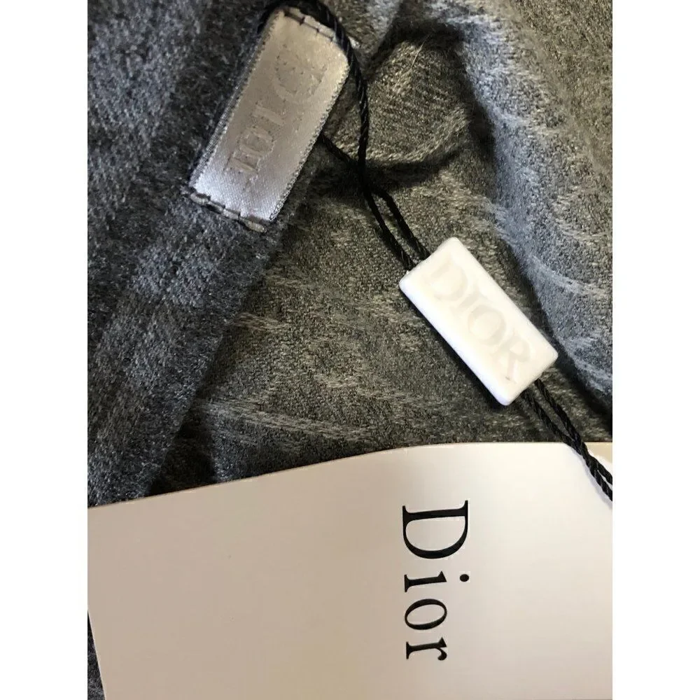 Christian Dior Shawl Wrap 180×35cm 100% Cashmere Gray 85CD02001624 New